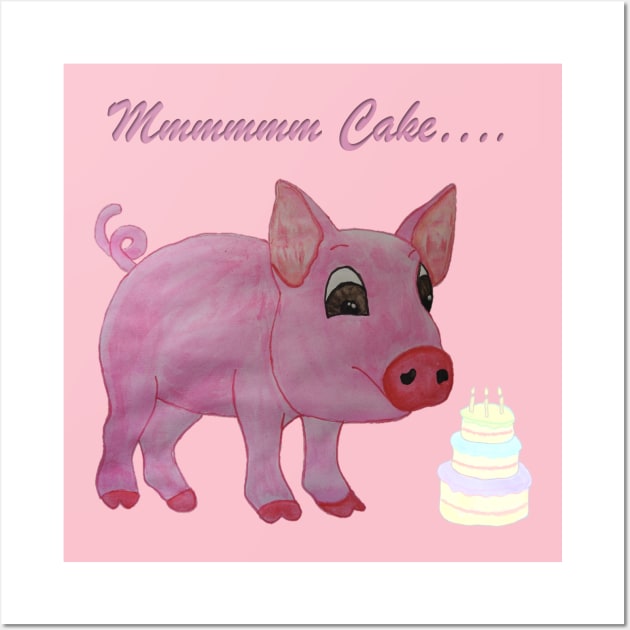 Mmmm Cake - Pig Wall Art by ABY_Creative